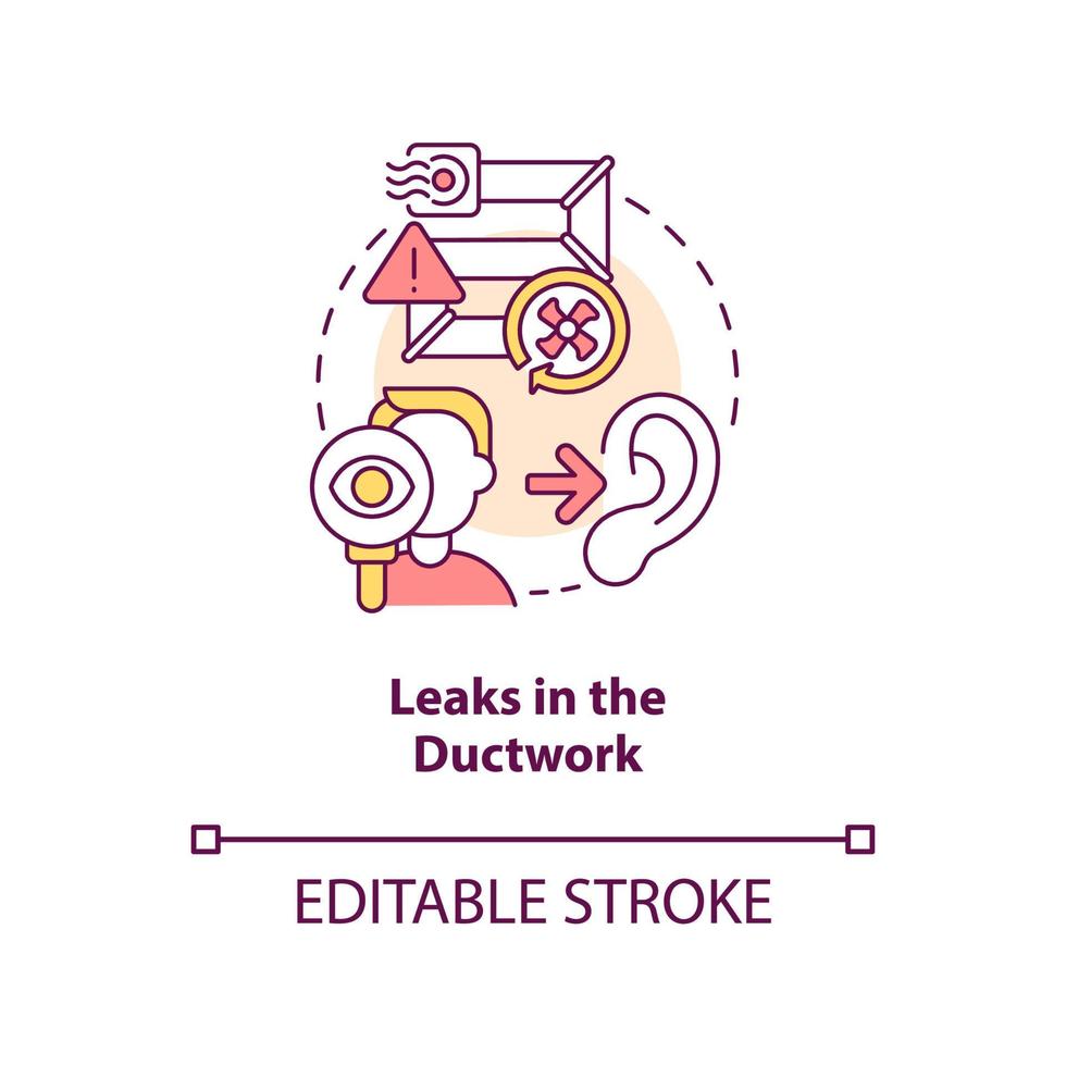 Leaks in ductwork concept icon. Poor house insulation. Draughts proof. Vent system abstract idea thin line illustration. Isolated outline drawing. Editable stroke vector