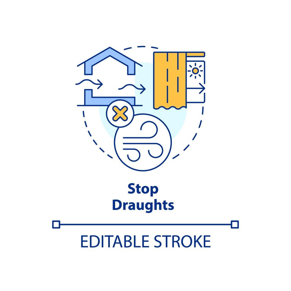 Stop draughts concept icon. Improve house insulation. Keeping heat in home tip abstract idea thin line illustration. Isolated outline drawing. Editable stroke vector
