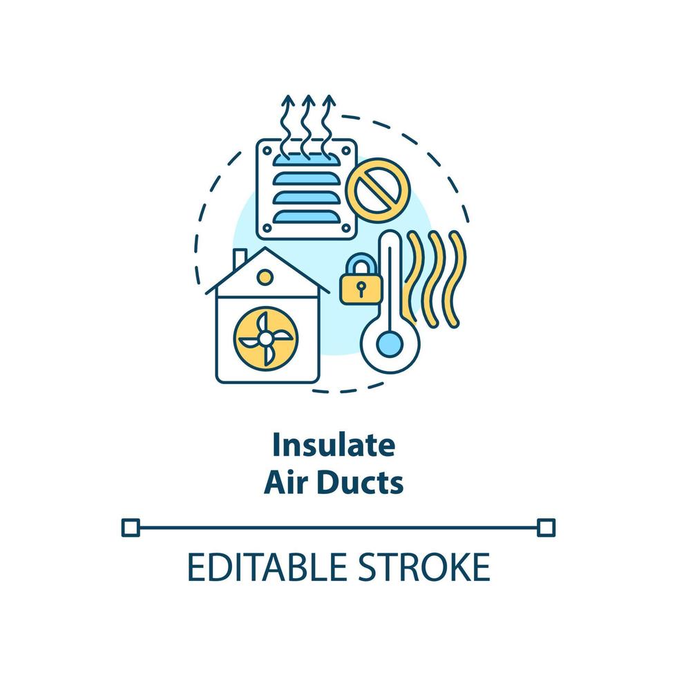 Insulate air ducts concept icon. Minimizing energy losing. House warm isolation abstract idea thin line illustration. Isolated outline drawing. Editable stroke vector