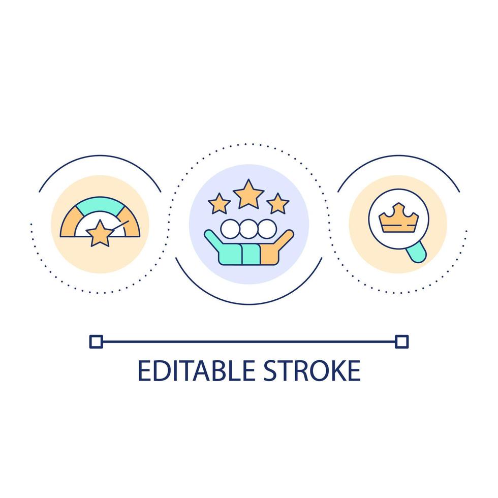 Set success rate percentage loop concept icon. Determine desired result expectations. Satisfied client abstract idea thin line illustration. Isolated outline drawing. Editable stroke vector