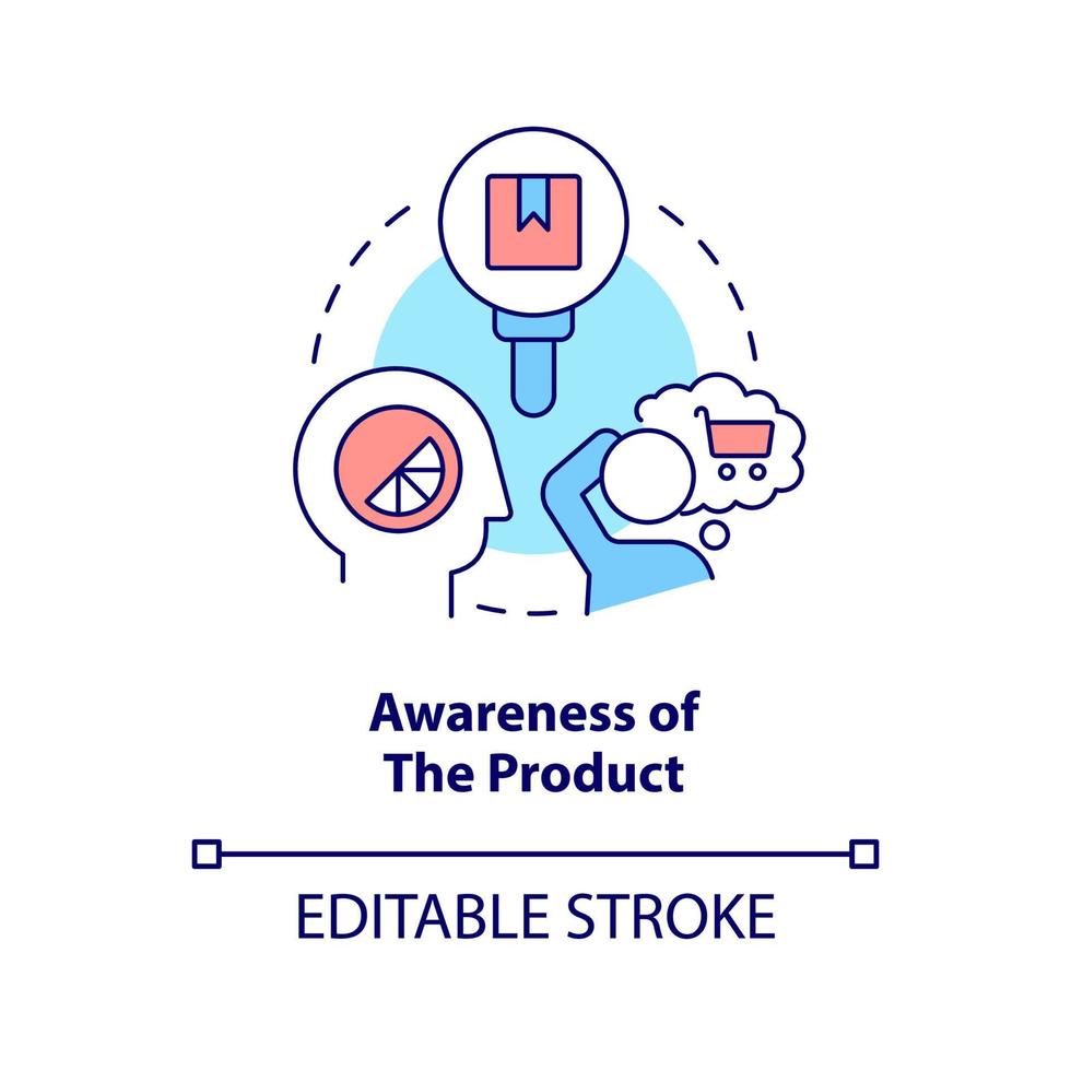 Awareness of product concept icon. Sensory system in customer behaviour abstract idea thin line illustration. Isolated outline drawing. Editable stroke vector
