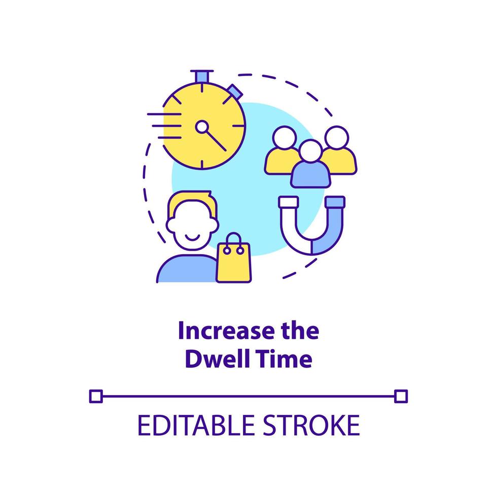 Increase dwell time concept icon. Scent marketing advantage abstract idea thin line illustration. In store experience. Isolated outline drawing. Editable stroke vector