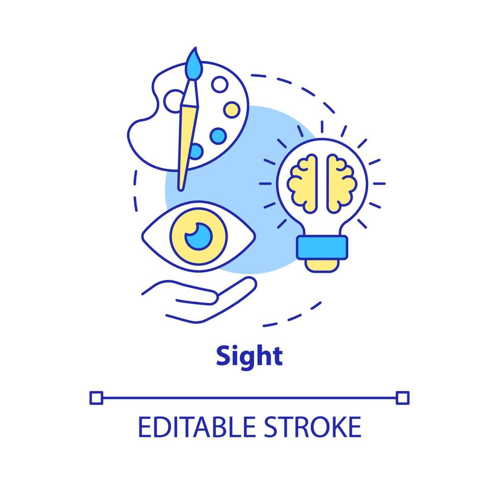 Sight concept icon. Sensory receptor in advertising abstract idea thin line illustration. Well-designed logo. Color scheme. Isolated outline drawing. Editable stroke vector