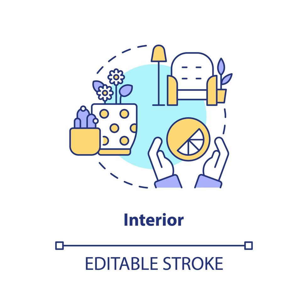 Interior concept icon. Visual sense in retail experience abstract idea thin line illustration. Encourage customers to stay. Isolated outline drawing. Editable stroke vector