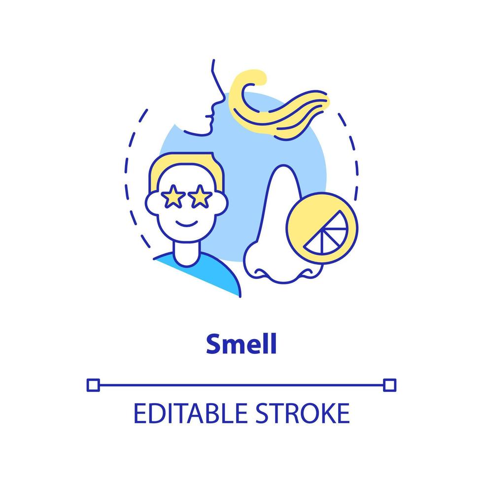 Smell concept icon. Sensory receptor in marketing abstract idea thin line illustration. Scent branding. Choosing fragrance. Isolated outline drawing. Editable stroke vector