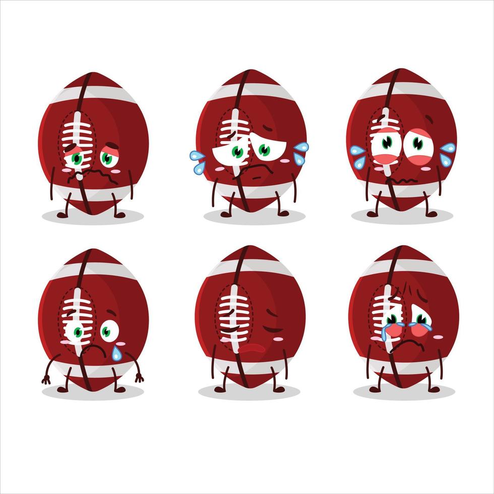Rugby ball cartoon character with sad expression vector