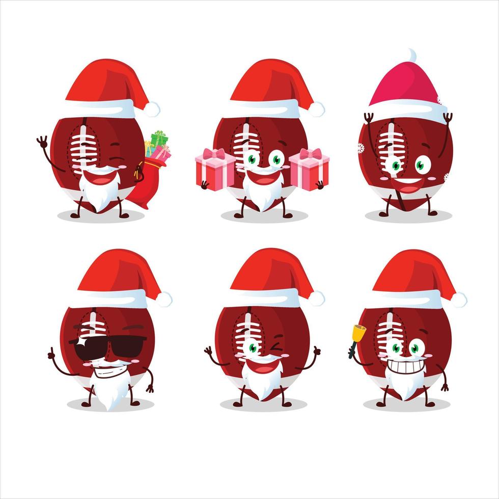 Santa Claus emoticons with rugby ball cartoon character vector