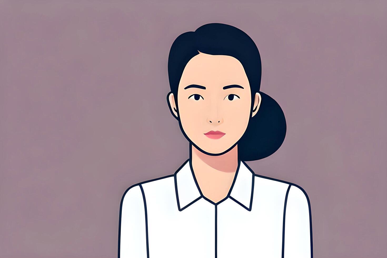 Avatar of Business working woman in formal white shirt. Flat illustration drawing. Asian girl icon avatar. . photo