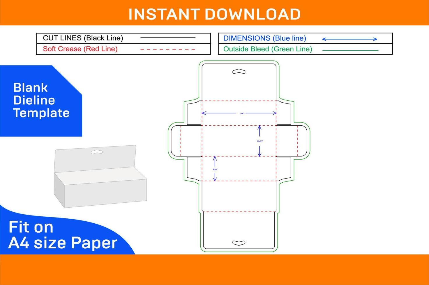 Skin care cream or lotion or facial box dieline template and 3D vector file Blank dieline template