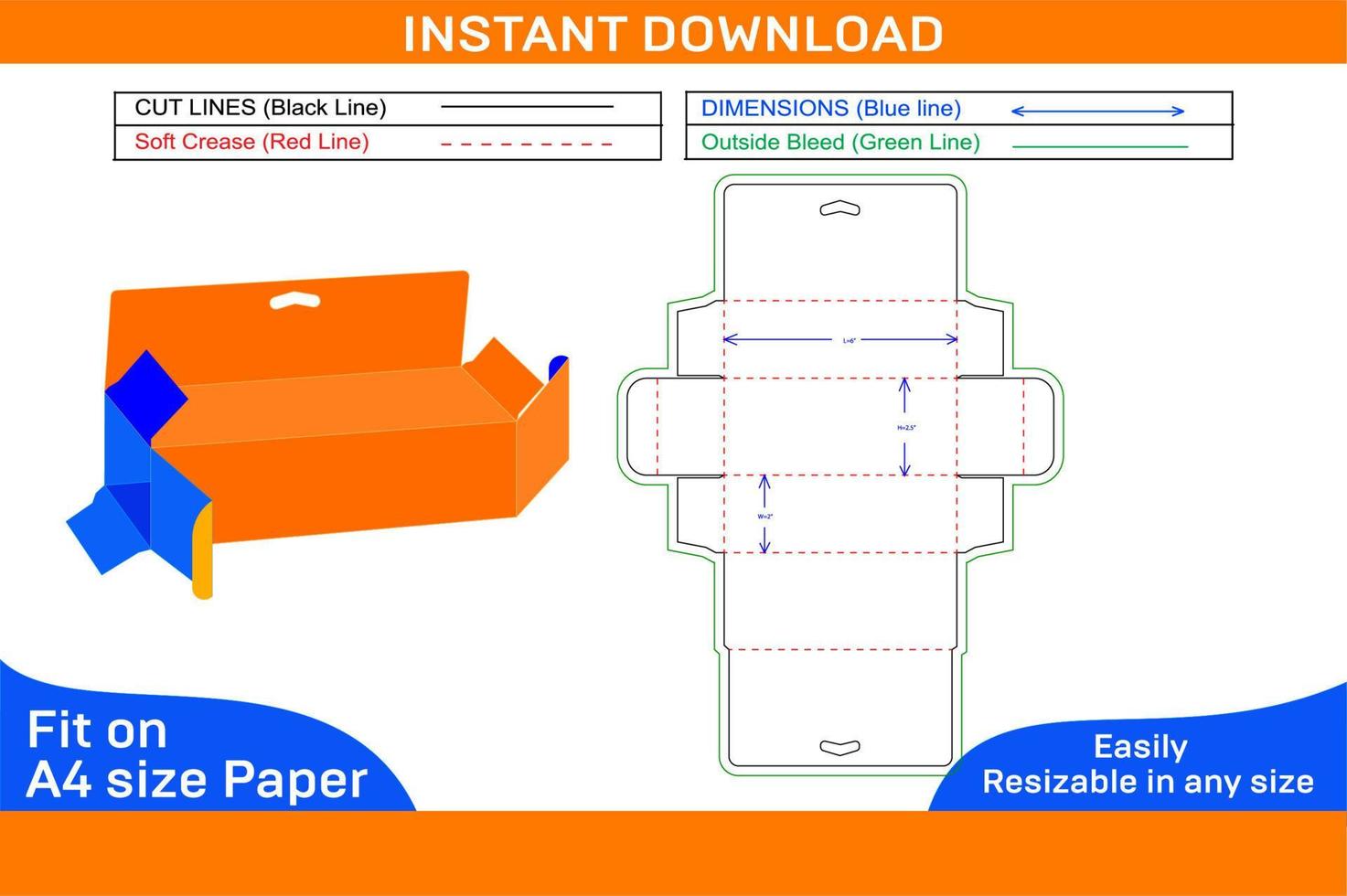 Skin care cream or lotion or facial box dieline template and 3D vector fileBox dieline and 3D box