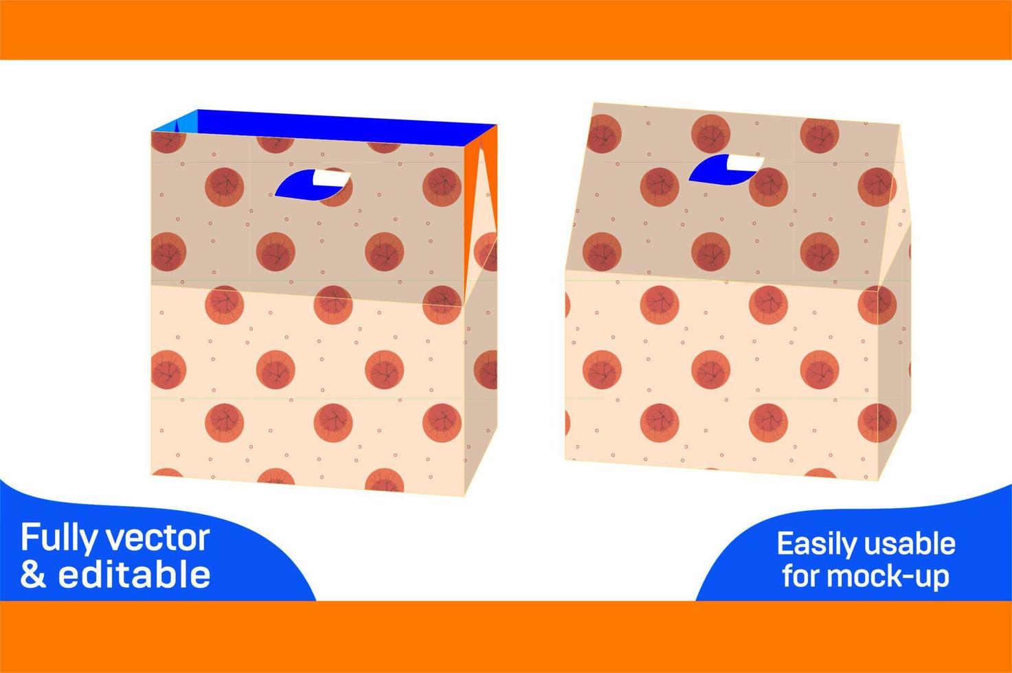 Carry bag or shopping bag die cut template and 3d render file 3D box