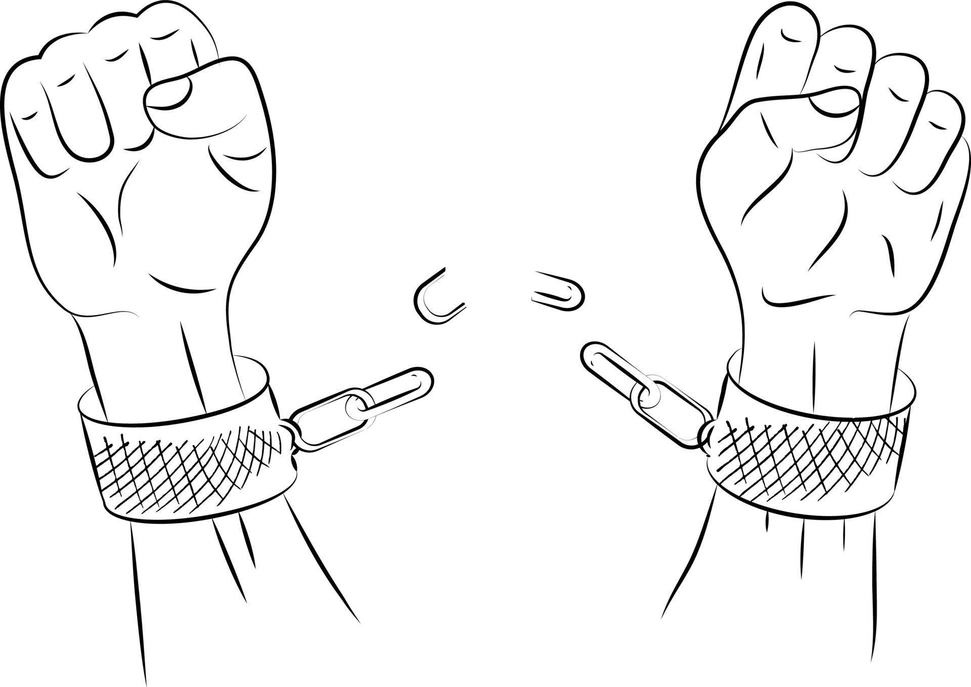 Hands breaking chains 22730707 Vector Art at Vecteezy