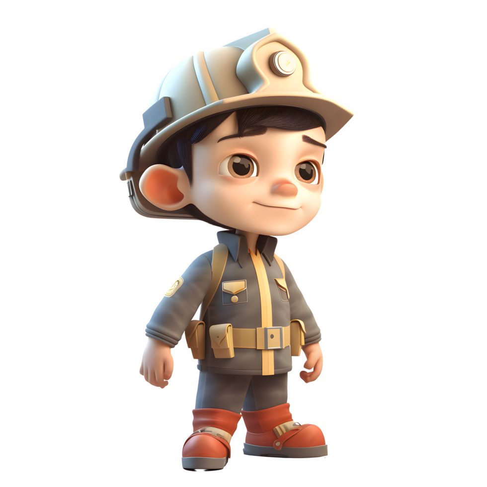 3D Firefighter Boy transparent background png