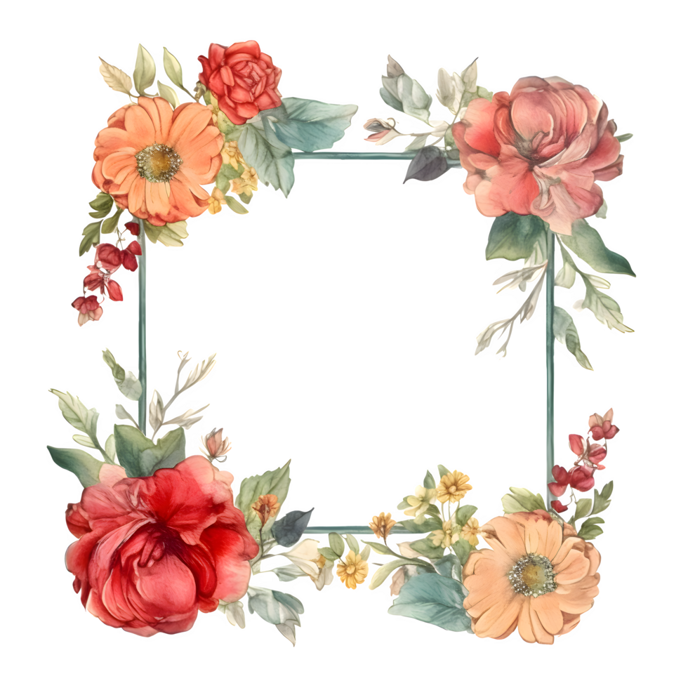 acuarela floral marco png transparente antecedentes