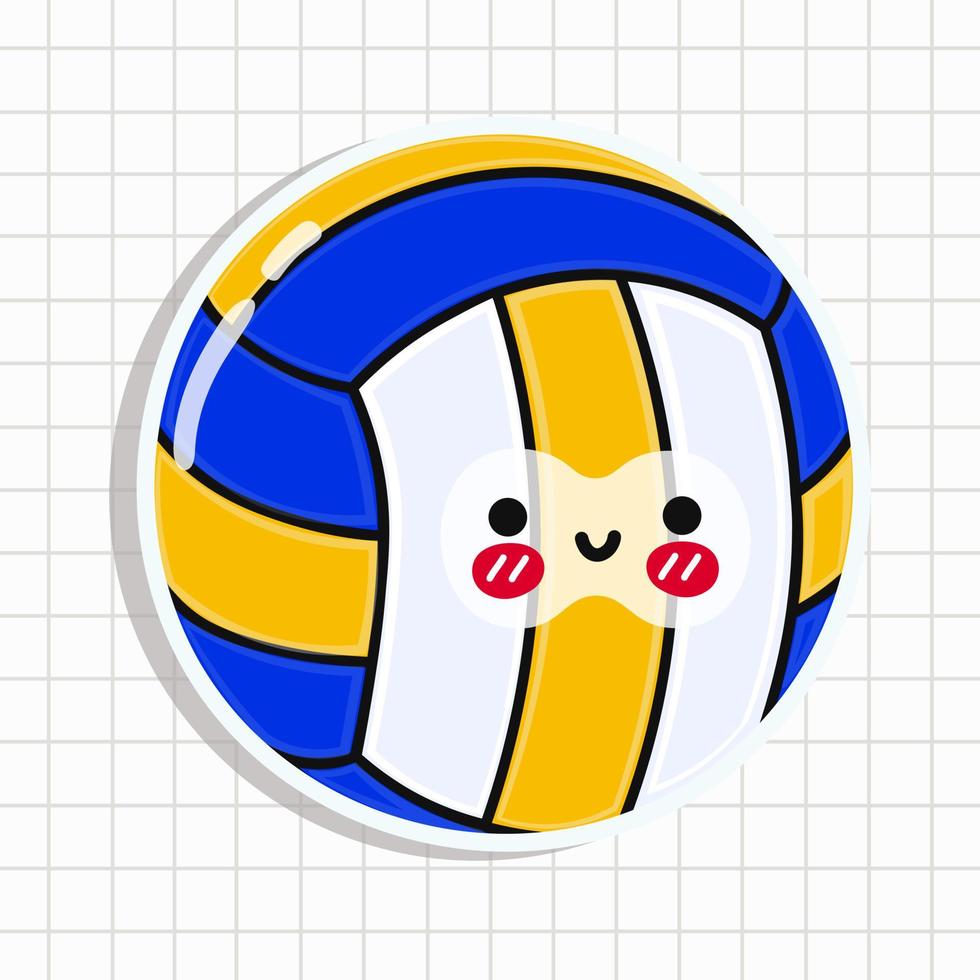 Cute volleyball sticker. Vector hand drawn cartoon kawaii character illustration icon. Isolated on background. Volleyball ball character concept