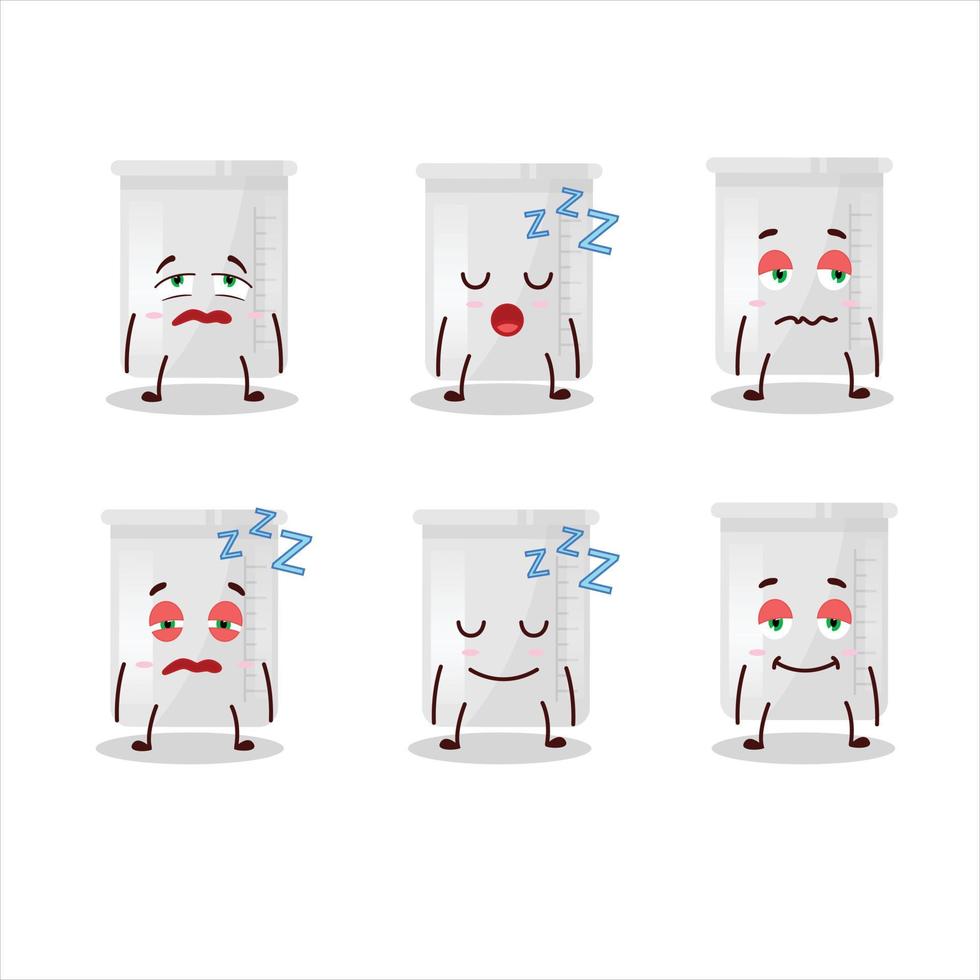 Cartoon character of science bottle with sleepy expression vector
