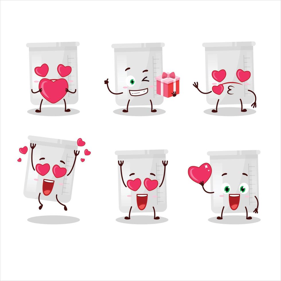 Science bottle cartoon character with love cute emoticon vector