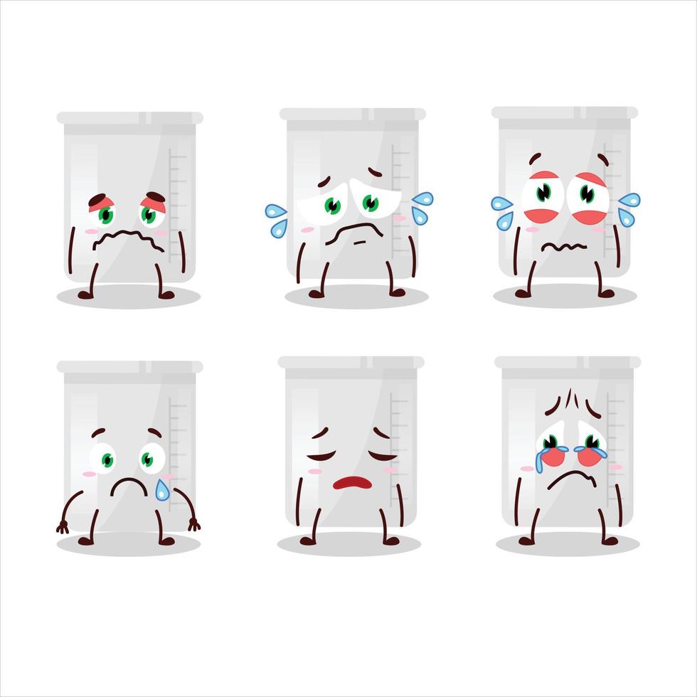 Science bottle cartoon character with sad expression vector