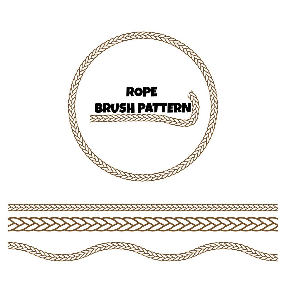 Rope brushes set. Rope frame design elements. Seamless marine rope texture for decoration vector