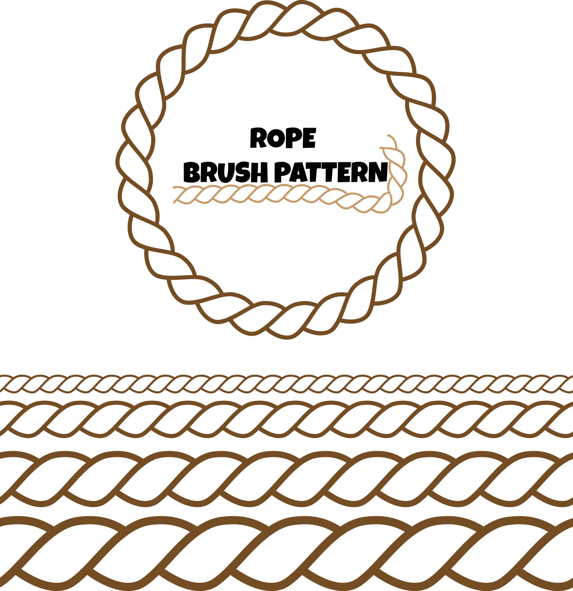 Rope brushes set. Rope frame design elements. Seamless marine rope ...