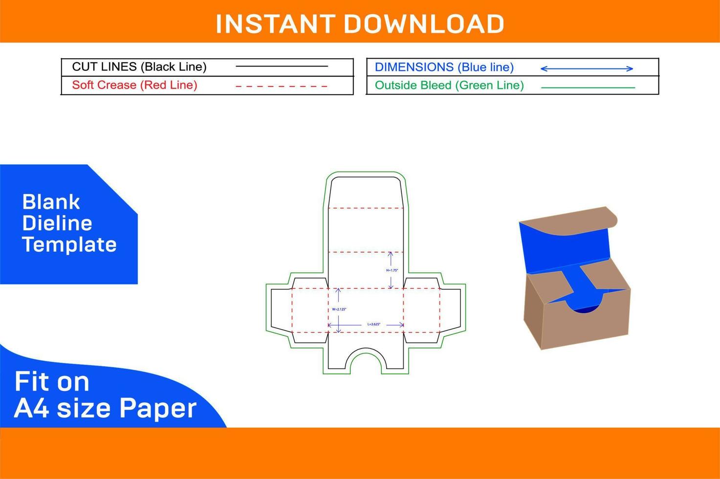 único negocio tarjeta caja dieline modelo y 3d hacer archivo redimensionable y editable blanco dieline modelo vector