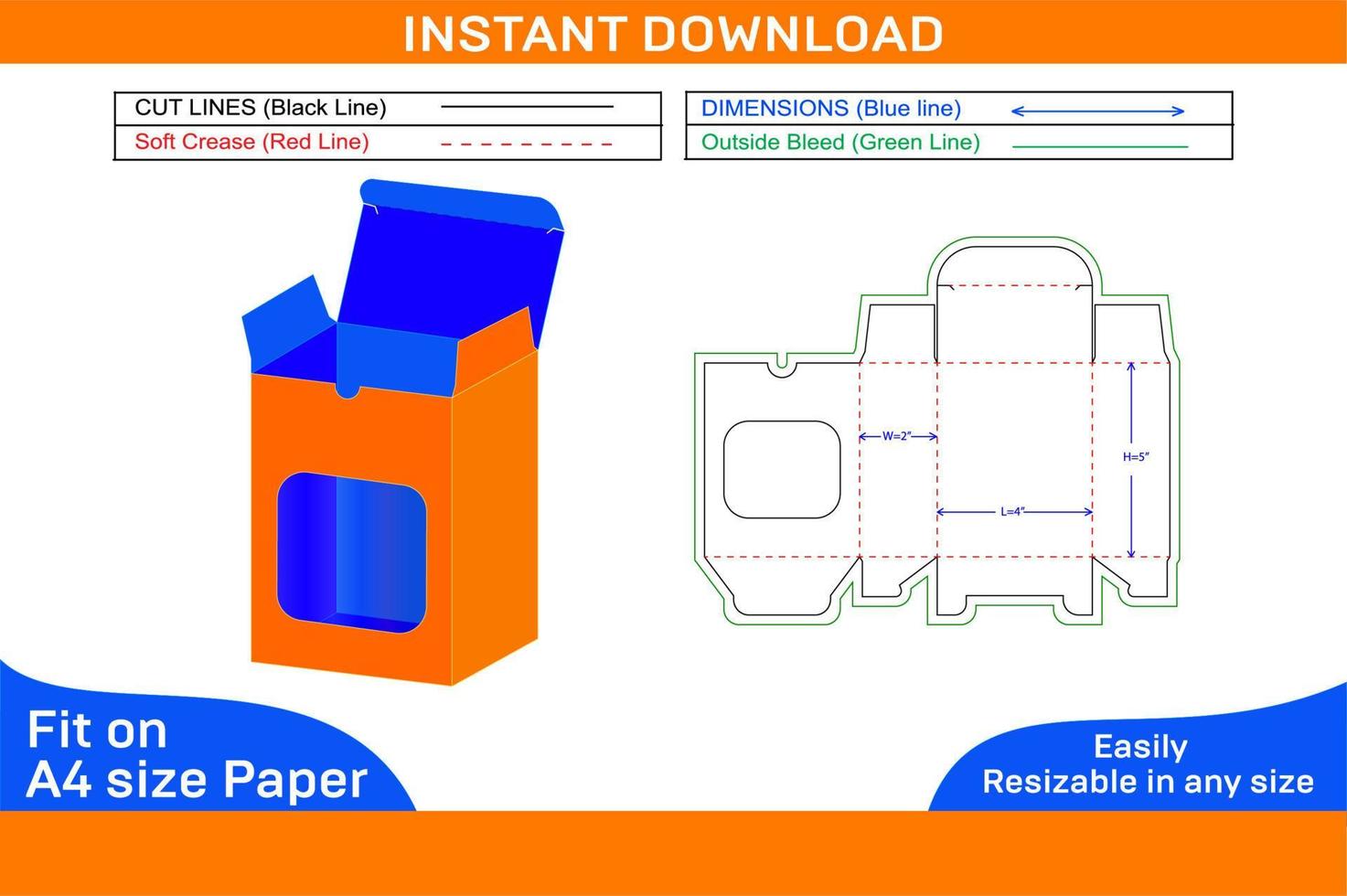 Pet treats box packaging dieline template and 3d vector file color changeable and editable Box dieline and 3D box