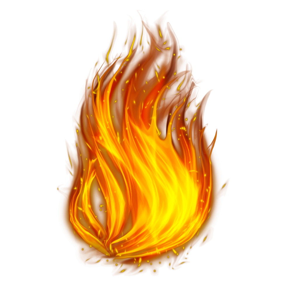 realistico ardente fuoco fiamme con Fumo, ardente caldo scintille realistico fuoco fiamma, fuoco fiamme effetto png