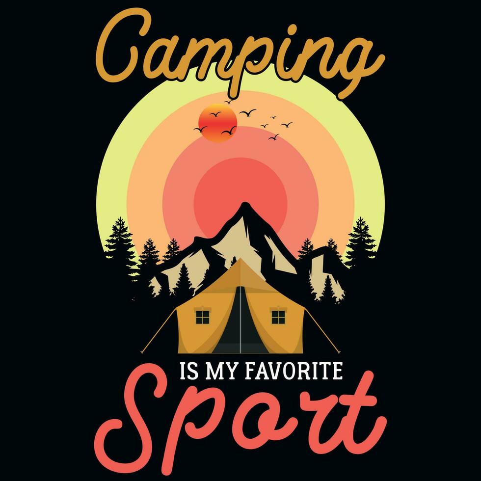 Camping tshirt design vector