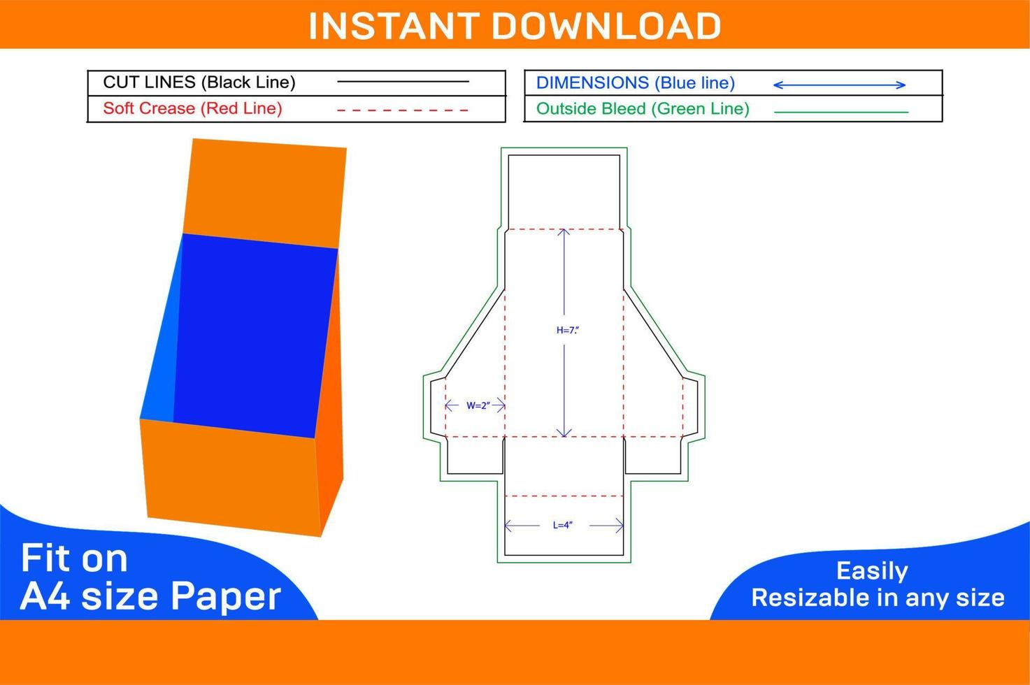 cara máscara caja dieline modelo y 3d caja color cambiable con editable caja dieline vector