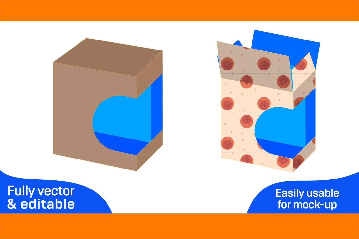 Soap packaging box with window dieline template, 3D box color changeable and editable 3D box vector