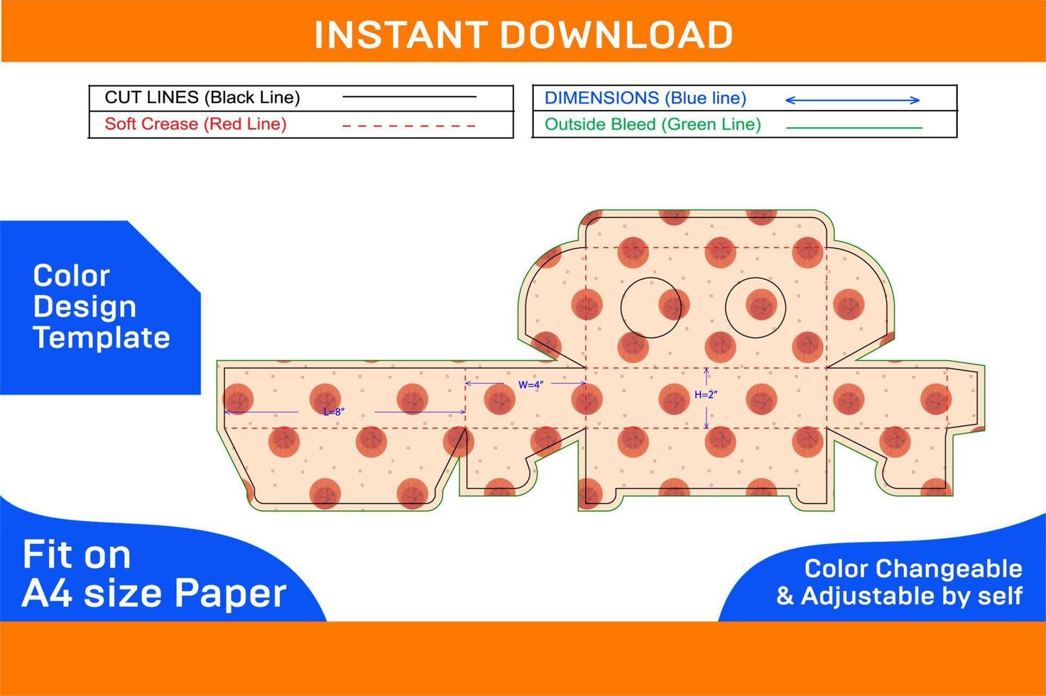Chocolate gift box packaging dieline template and 3D render file Color Design Template vector