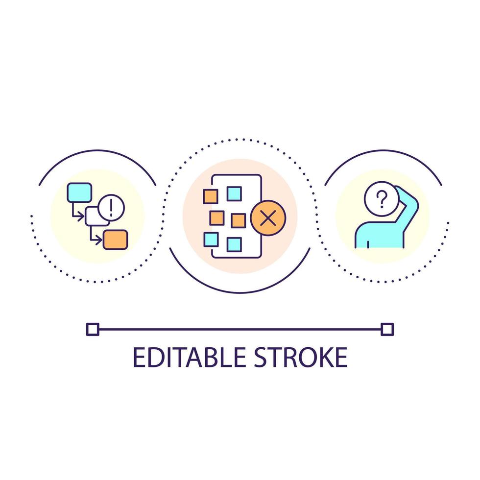 UX consistency importance loop concept icon. Product usability problem. User experience design abstract idea thin line illustration. Isolated outline drawing. Editable stroke vector