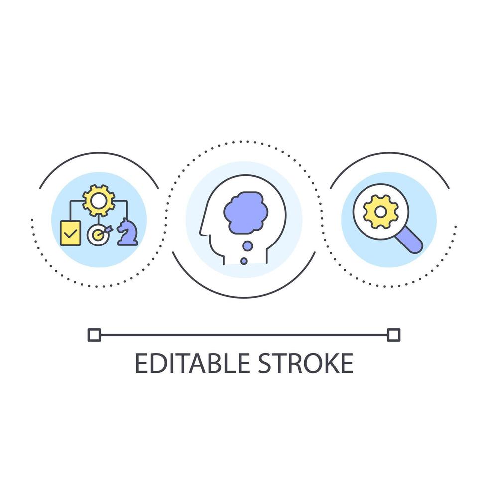 Contextual task analysis loop concept icon. Observational research. User experience design principle abstract idea thin line illustration. Isolated outline drawing. Editable stroke vector