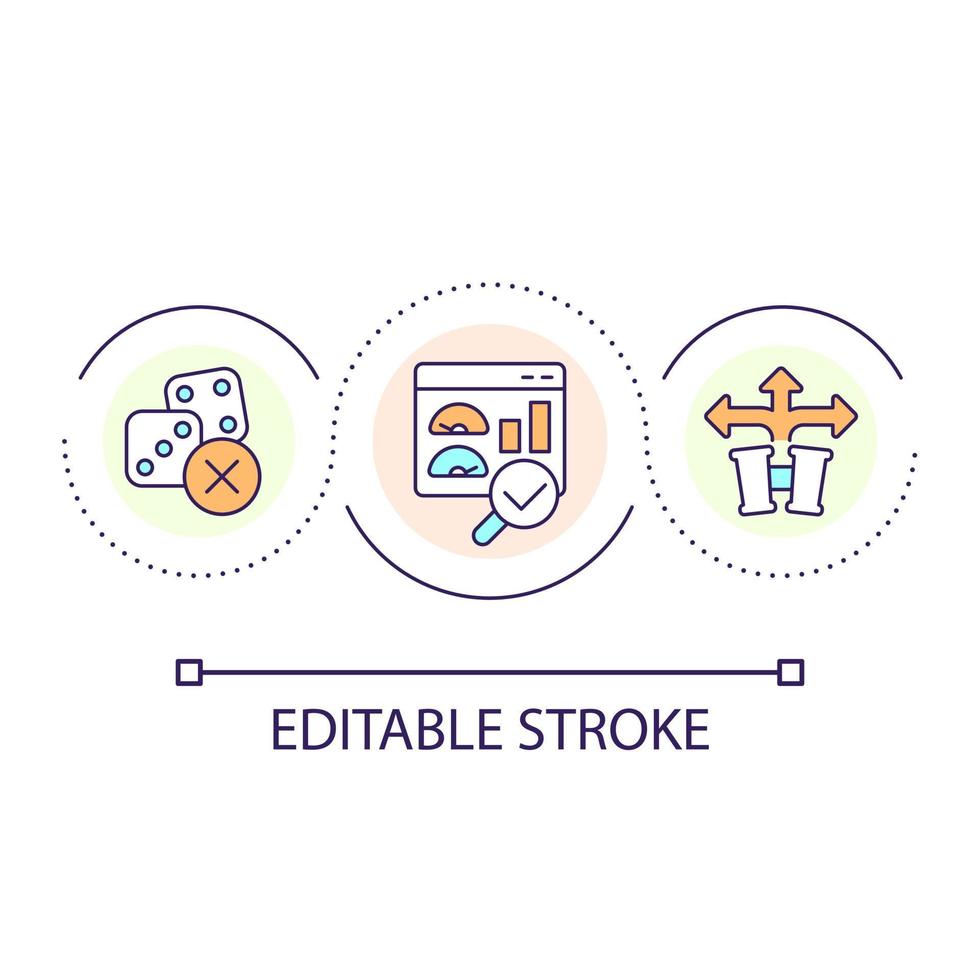 Proper procedure and analysis importance in ux loop concept icon. User experience design mistake abstract idea thin line illustration. Isolated outline drawing. Editable stroke vector