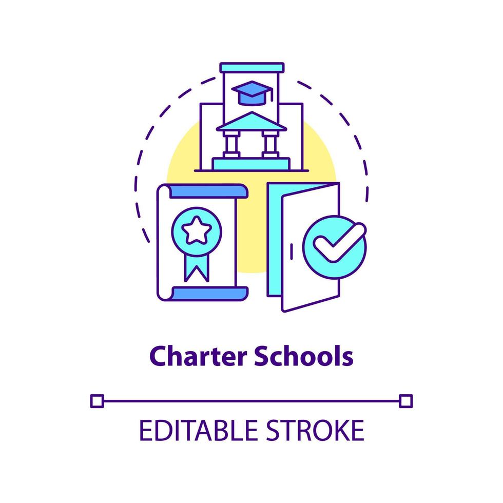 Charter schools concept icon. Government funding. Educational service provider abstract idea thin line illustration. Isolated outline drawing. Editable stroke vector