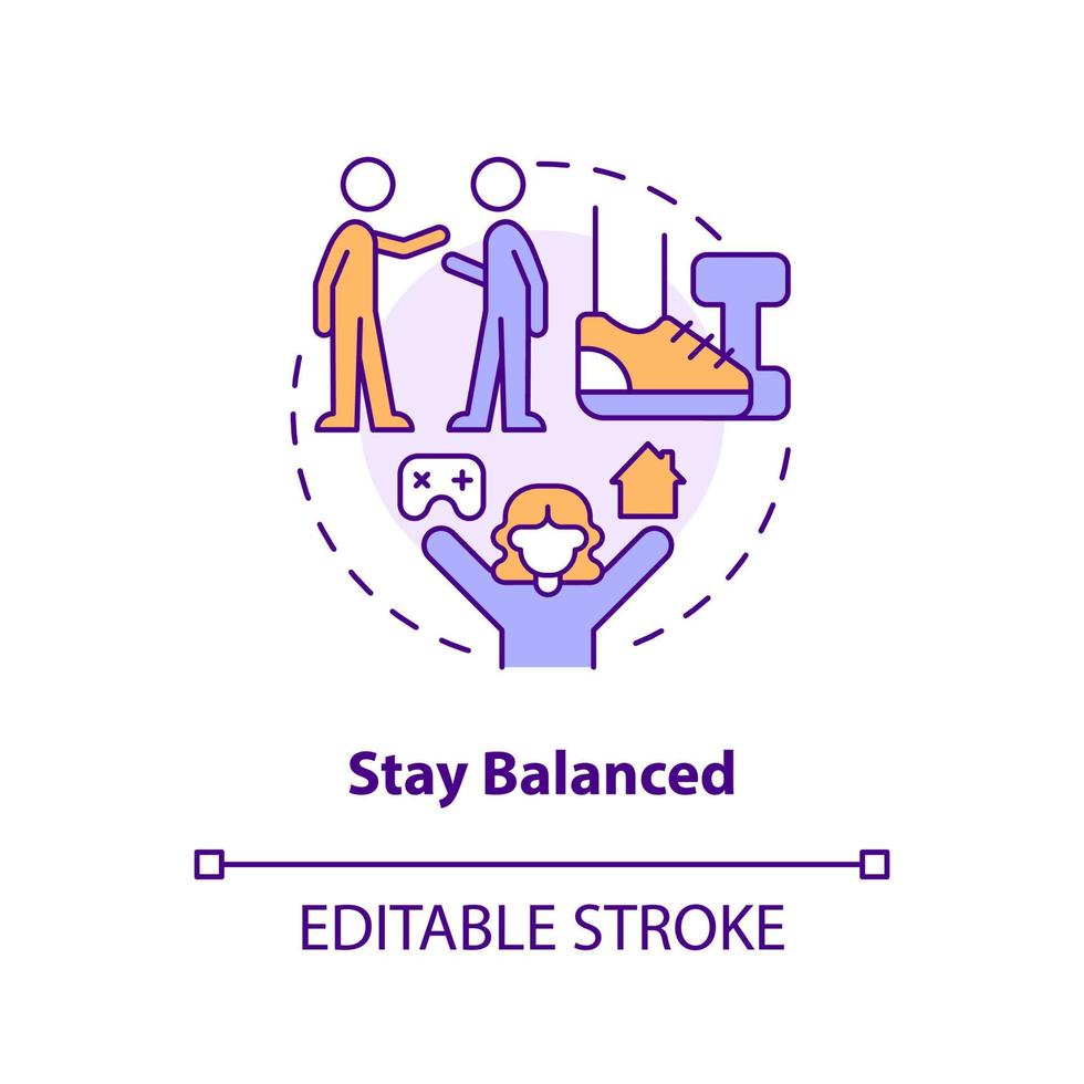 Stay balanced concept icon. Live streaming. Online streamer. Getting into esports abstract idea thin line illustration. Isolated outline drawing. Editable stroke vector