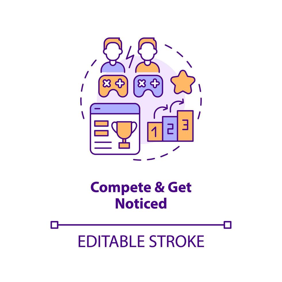 Compete and get noticed concept icon. Online streamer. Getting into esports abstract idea thin line illustration. Isolated outline drawing. Editable stroke vector