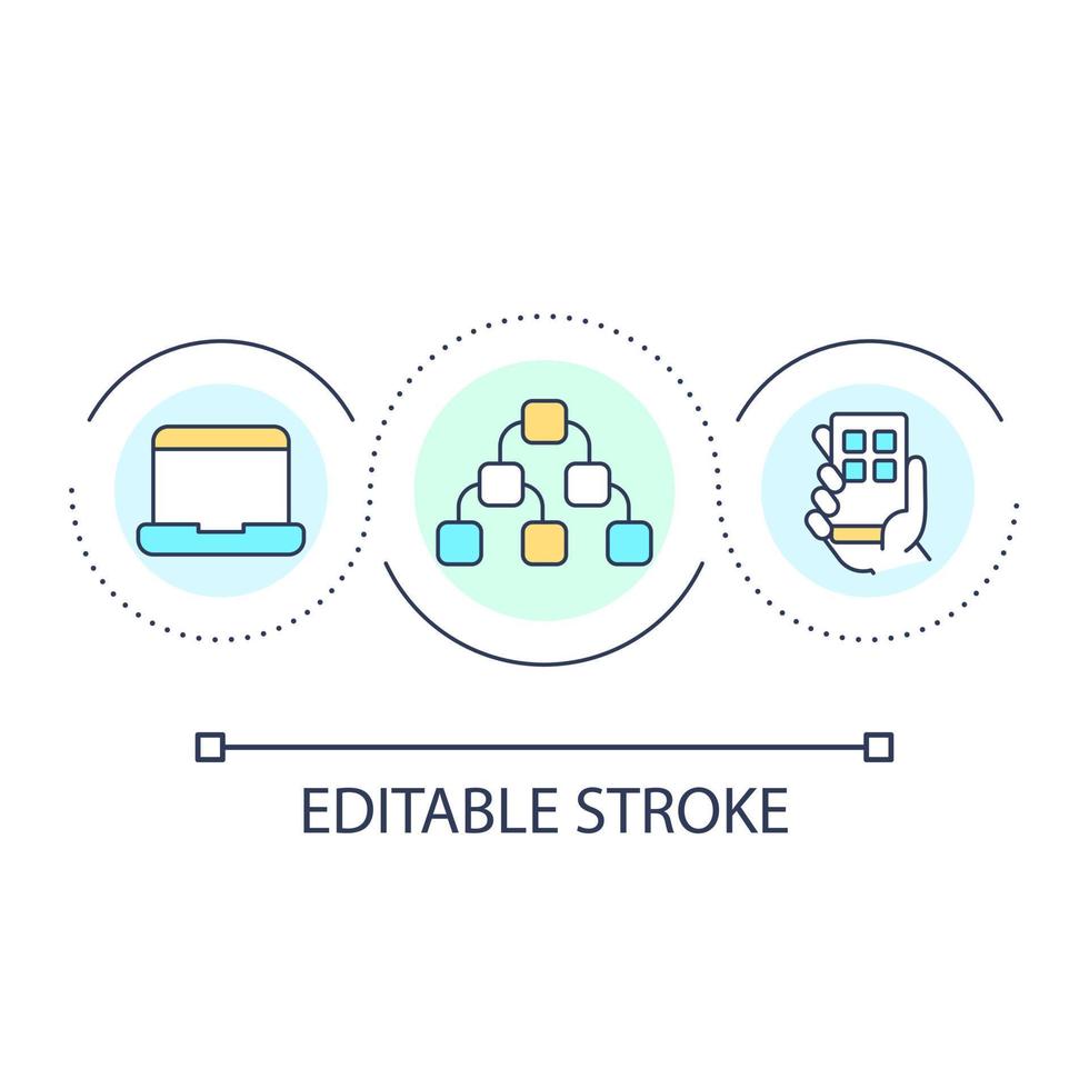 Visual hierarchy in UX loop concept icon. Arranging elements. User experience design principle abstract idea thin line illustration. Isolated outline drawing. Editable stroke vector