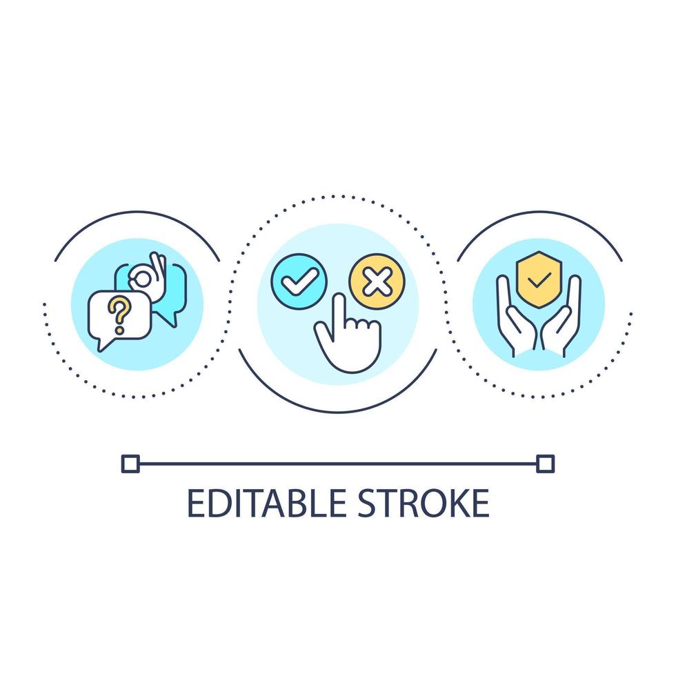 Requiring confirmation loop concept icon. Making choice. Dialog UX. User experience design principle abstract idea thin line illustration. Isolated outline drawing. Editable stroke vector