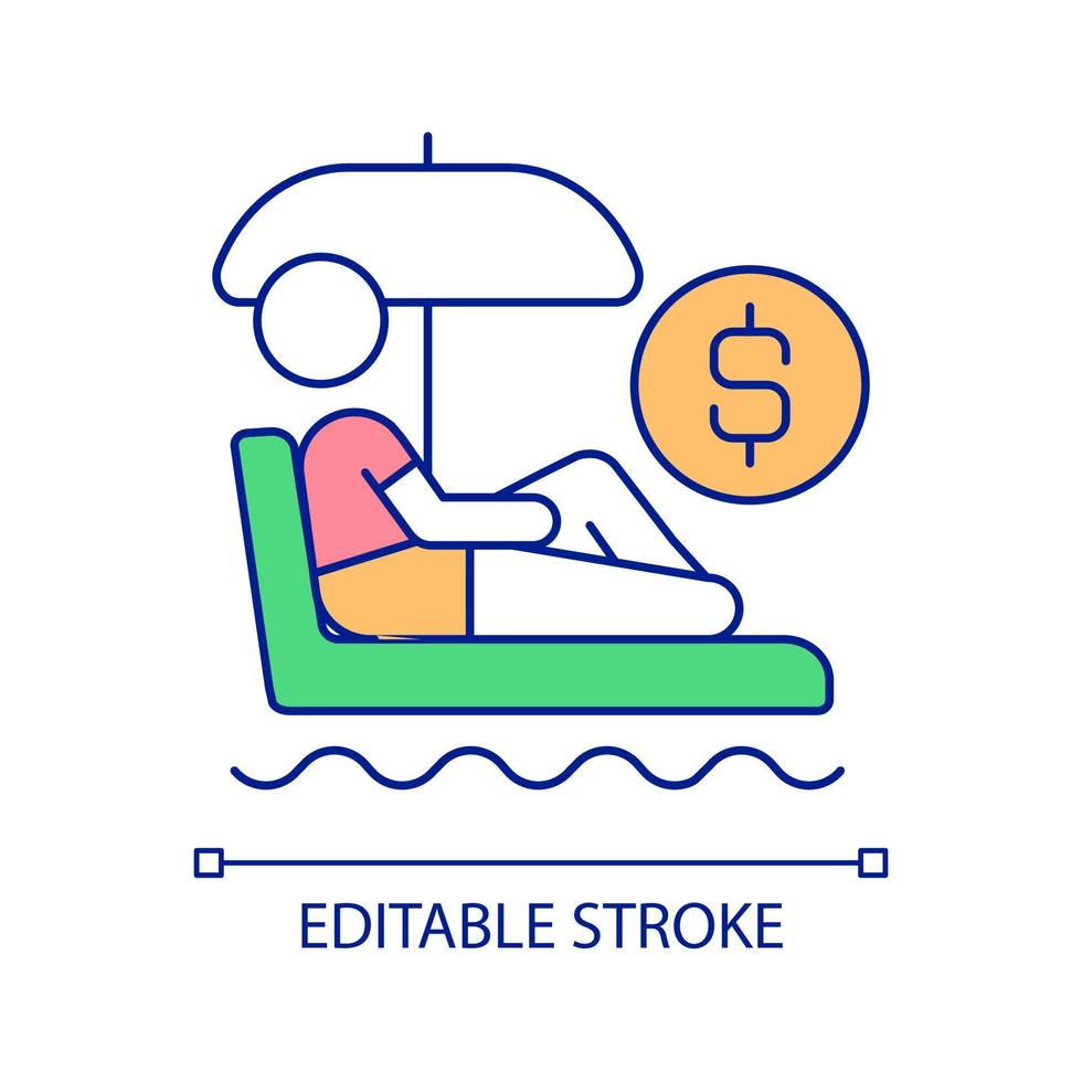 Paid leave RGB color icon. Annual vacation. Holiday entitlement. Employee time off. Passive income. Isolated vector illustration. Simple filled line drawing. Editable stroke