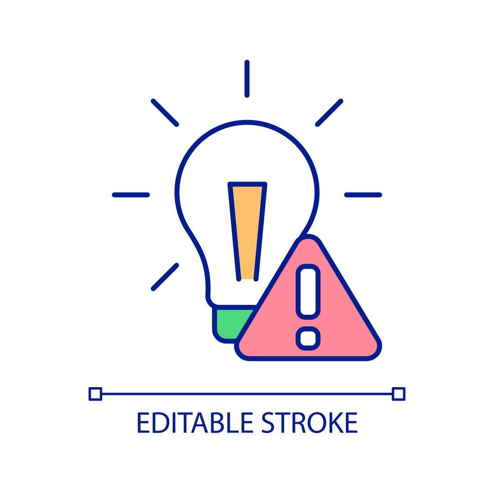 Electricity problem RGB color icon. Energy crisis. Difficulty with generating ideas. Power outage. Isolated vector illustration. Simple filled line drawing. Editable stroke