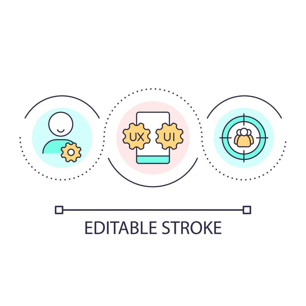 User centered application loop concept icon. Website usability. Digital service. UX design principle abstract idea thin line illustration. Isolated outline drawing. Editable stroke vector