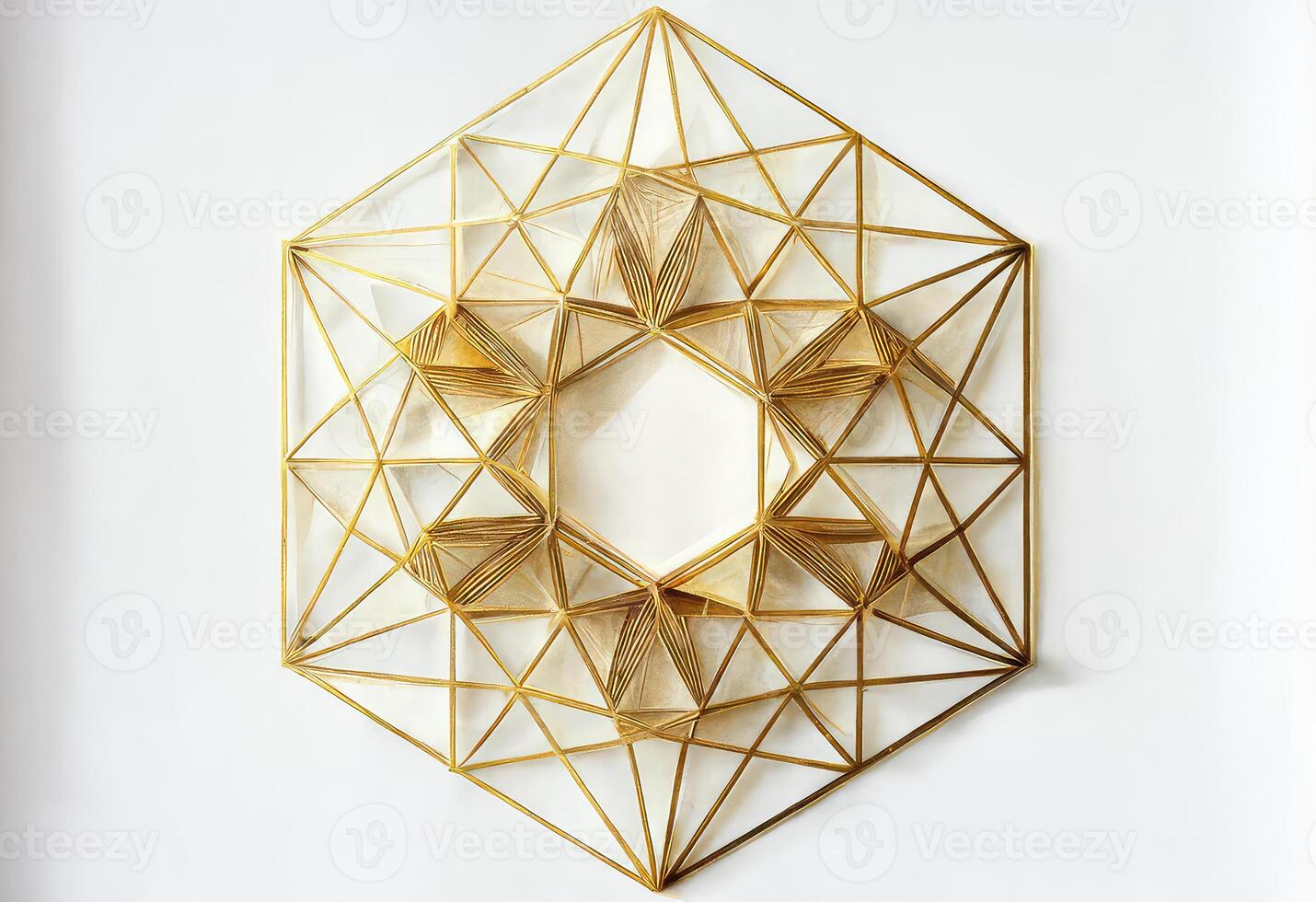 Golden hexagon geometric abstract background. photo