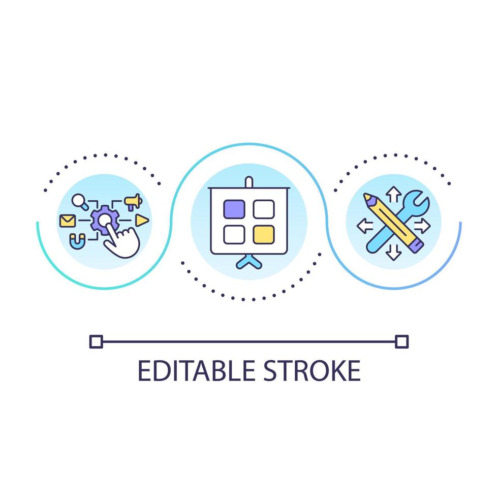 Prepare presentation loop concept icon. Choose specialization. Engineering. Settings options abstract idea thin line illustration. Isolated outline drawing. Editable stroke vector