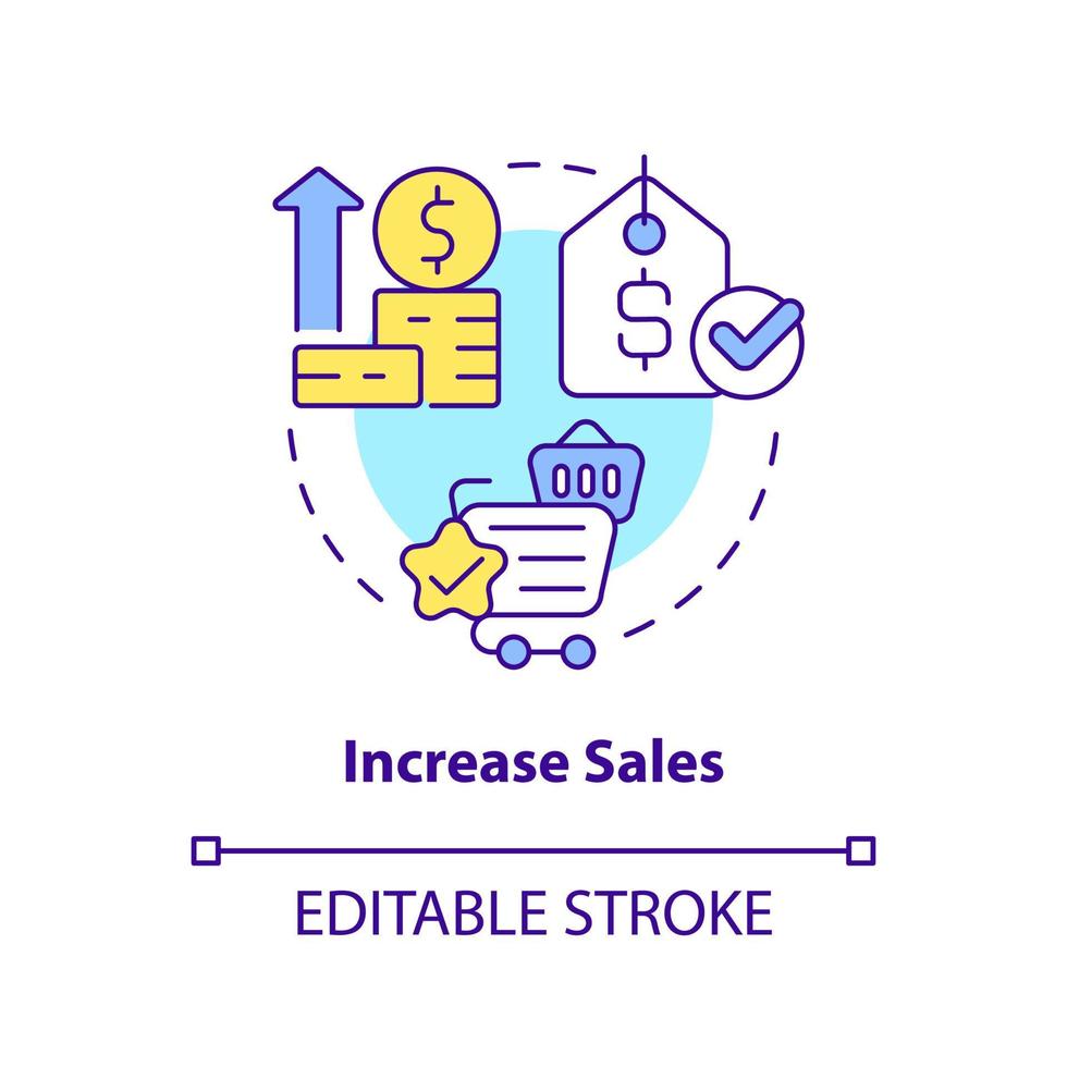 Increase sales concept icon. Ambient scent marketing advantage abstract idea thin line illustration. Business plan. Isolated outline drawing. Editable stroke vector