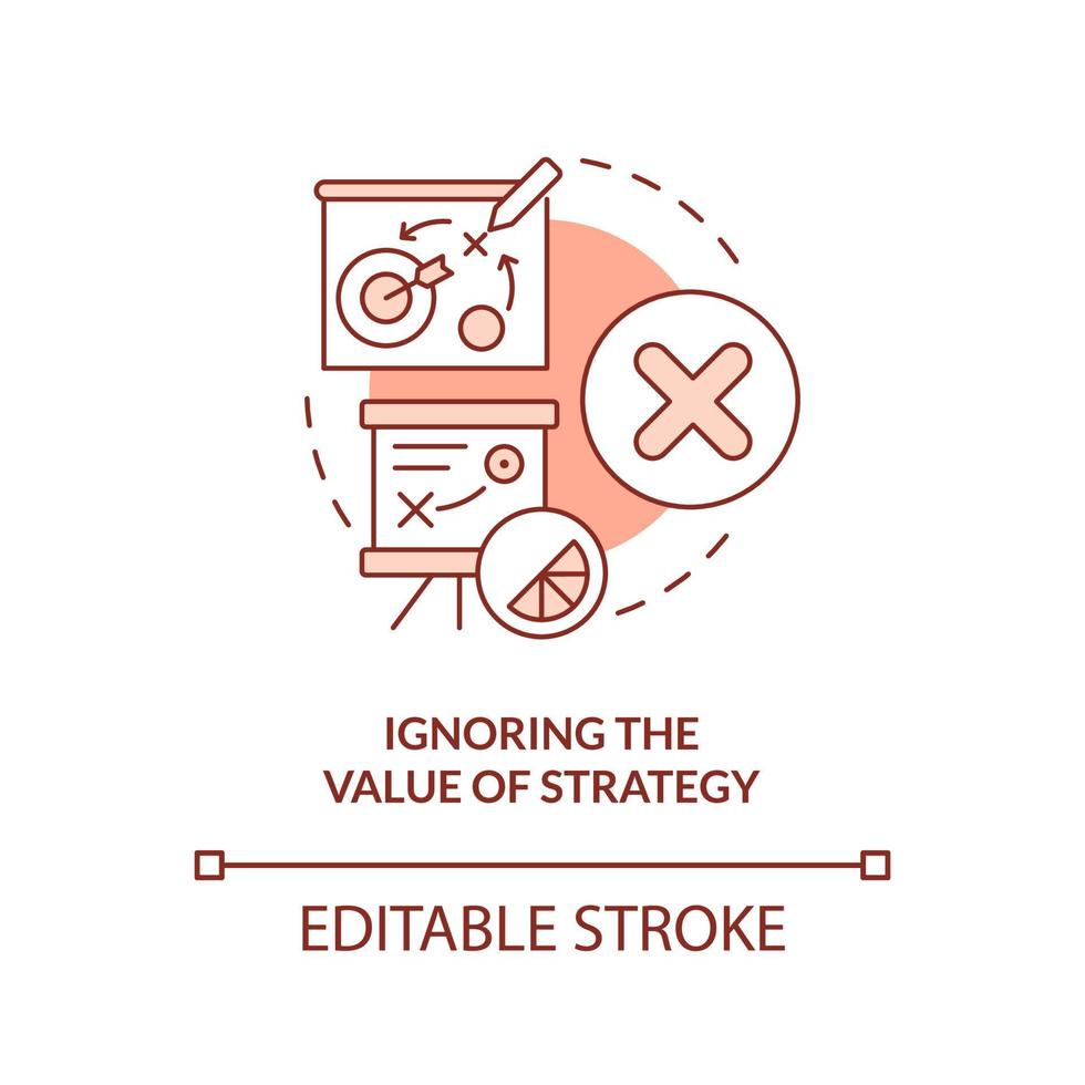 Ignoring value of strategy orange concept icon. Brand longevity challenge abstract idea thin line illustration. Isolated outline drawing. Editable stroke vector