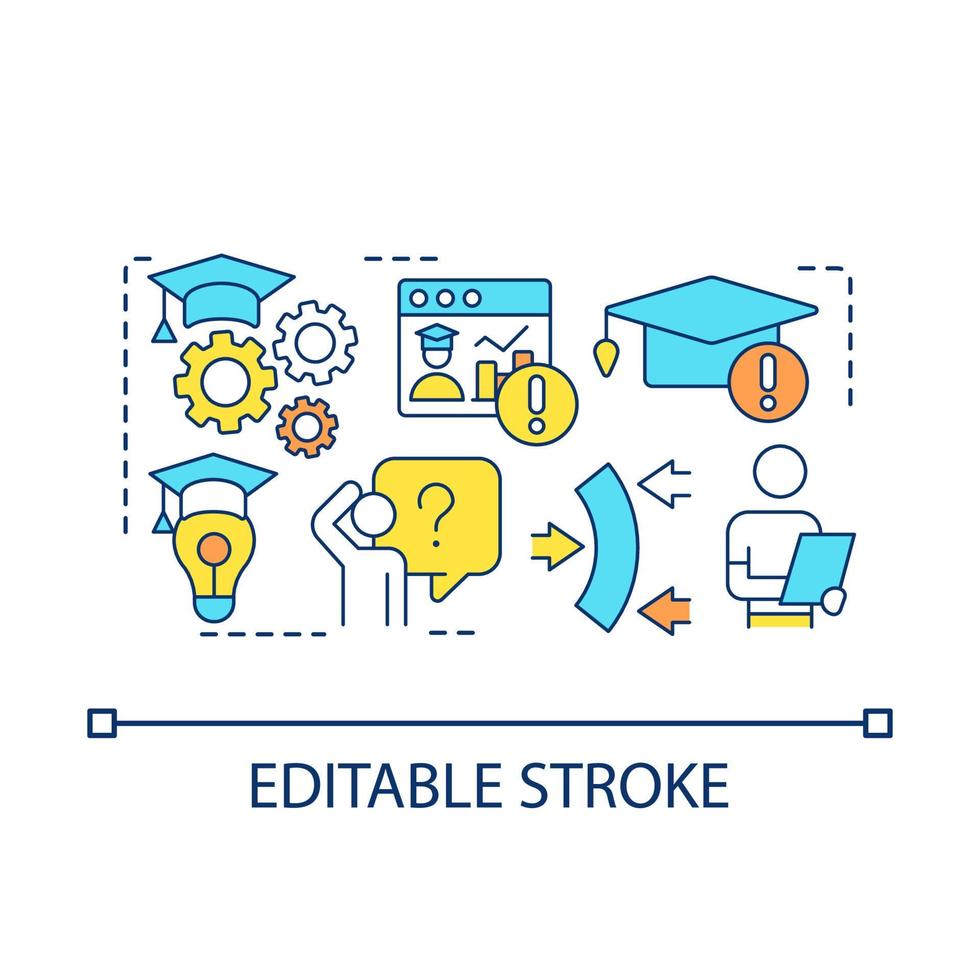 Choosing suitable learning method concept icon. Select appropriate educational strategy abstract idea thin line illustration. Flexible style. Isolated outline drawing. Editable stroke vector