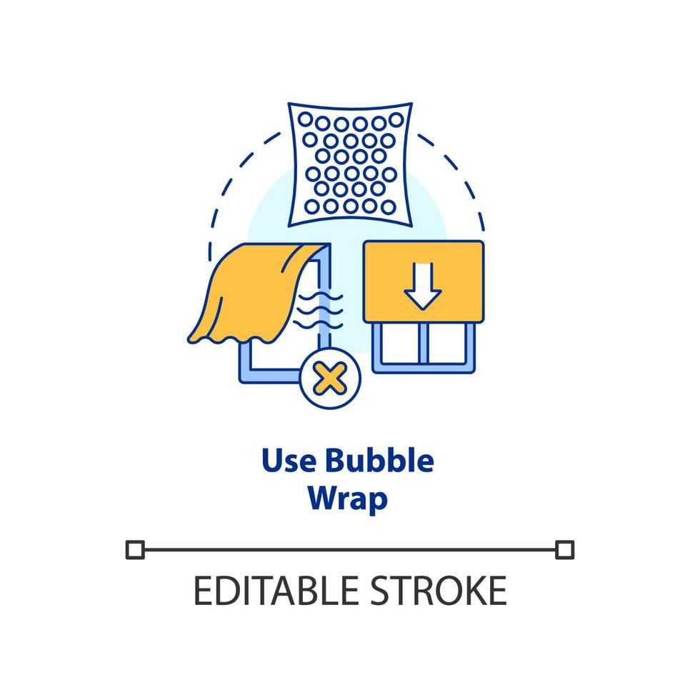 Use bubble wrap concept icon. Window insulation. Draughts proof. Keep heat in house abstract idea thin line illustration. Isolated outline drawing. Editable stroke vector