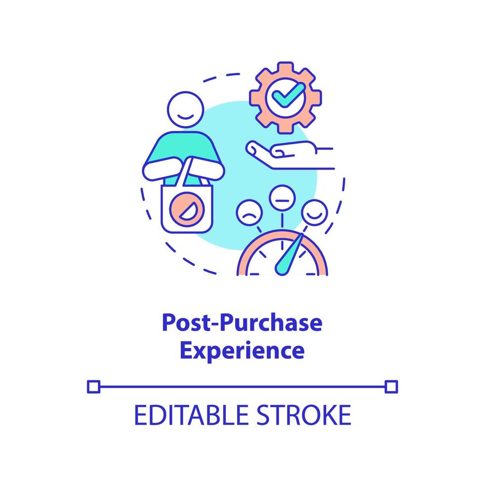 Post-purchase experience concept icon. All-round sensory communication abstract idea thin line illustration. Satisfaction. Isolated outline drawing. Editable stroke vector