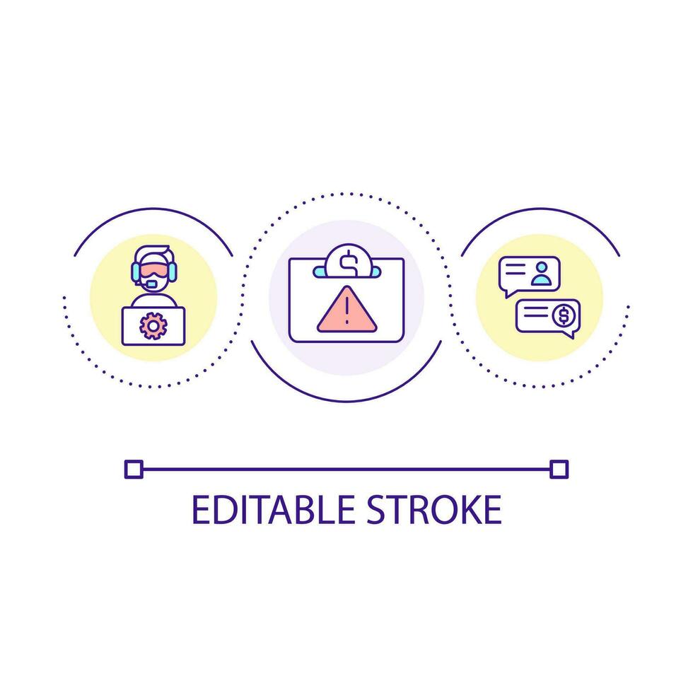 Steal finance loop concept icon. Hacker attack. Money blackmail. Digital fraud. Internet scam abstract idea thin line illustration. Isolated outline drawing. Editable stroke vector